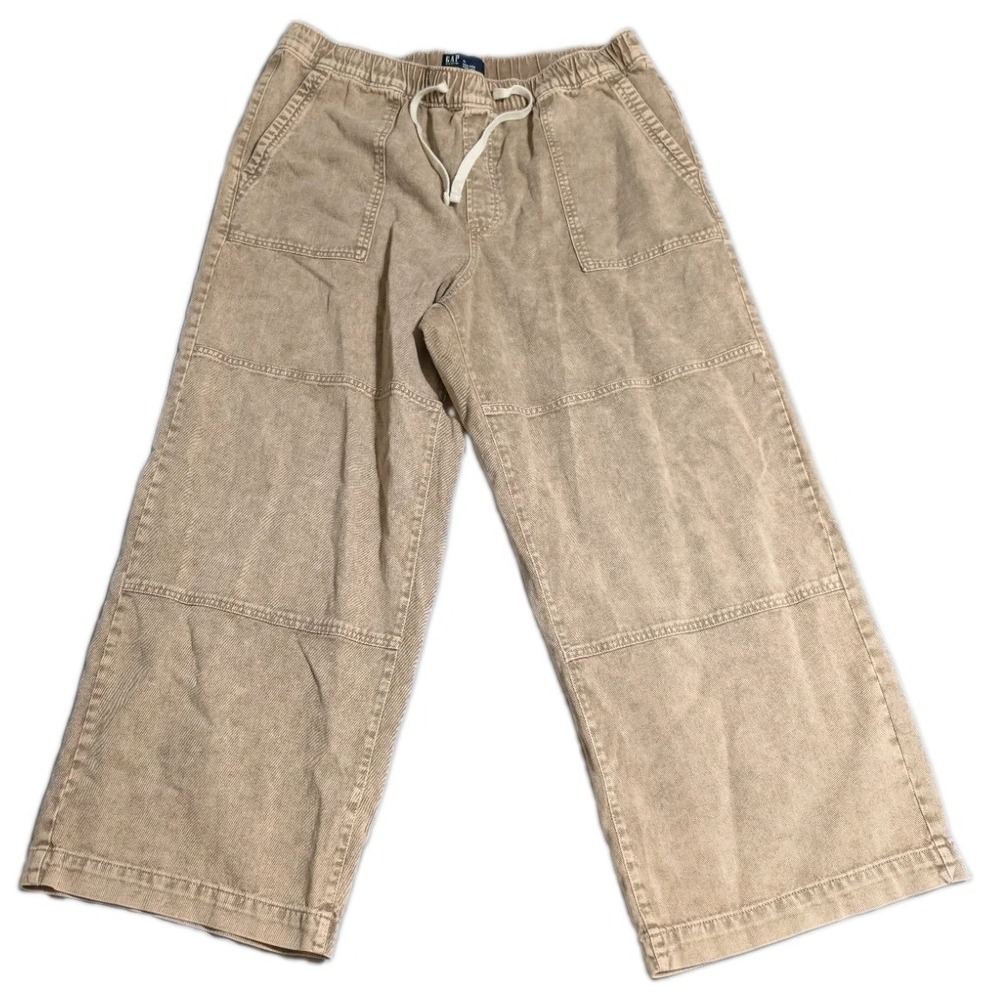 GAP Denim Womens XL High Rise Wide Leg Pull On Pants Khaki Utility Cotton